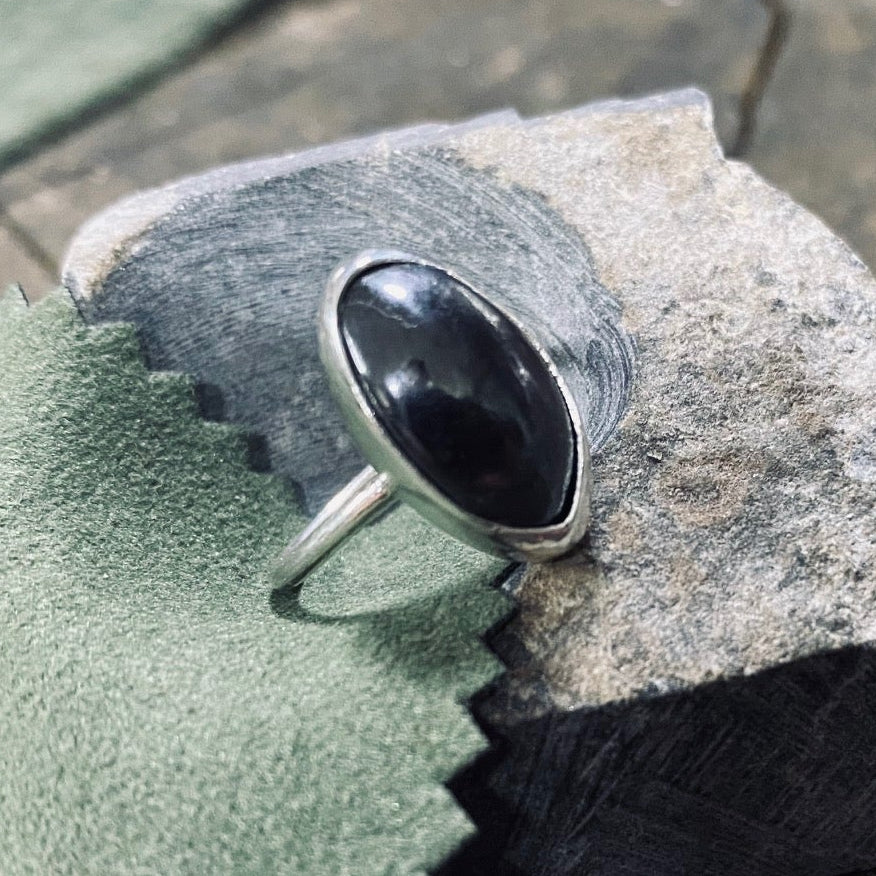 Foraged Hematite Silver Ring