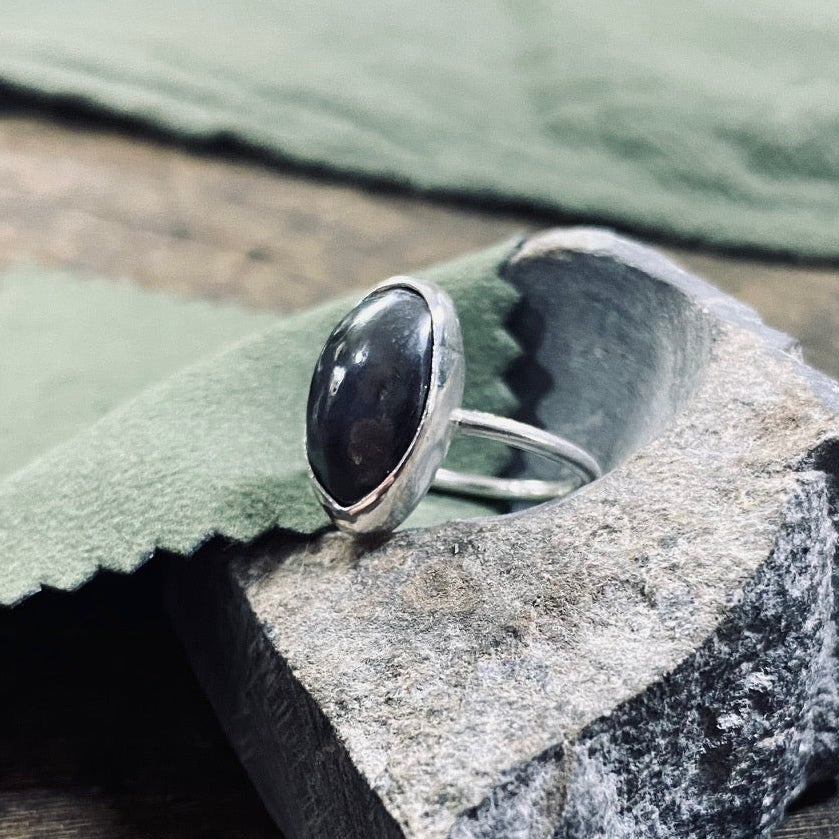 Foraged Hematite Silver Ring