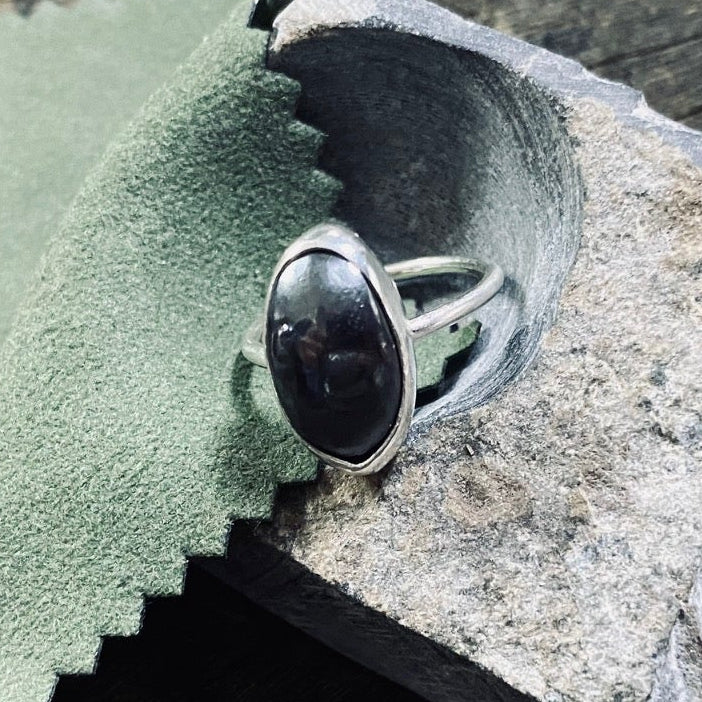 Foraged Hematite Silver Ring