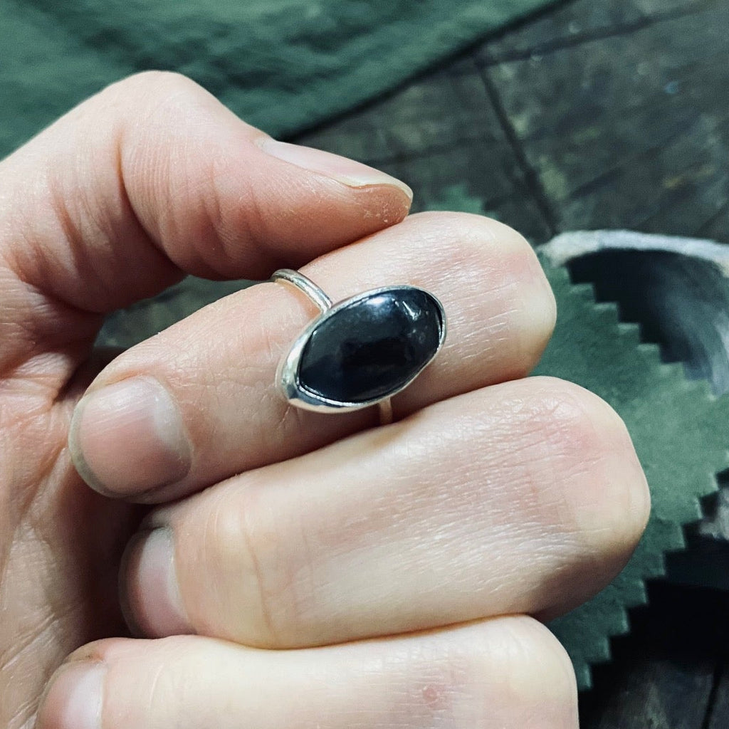 Foraged Hematite Silver Ring