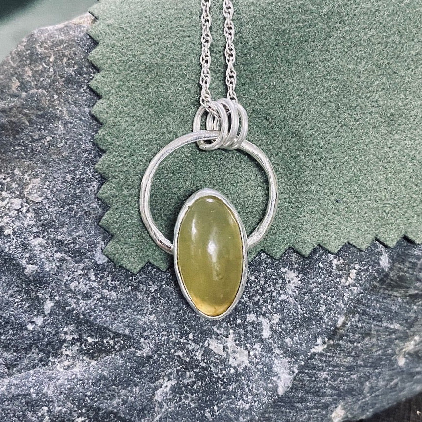 Yellow Carnelian Circle Pendant